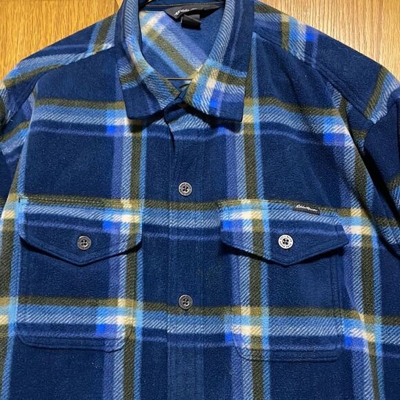Eddie Bauer blue plaid heavy soft flannel shirt/jacket (shacket). Large - Picture 2 of 7